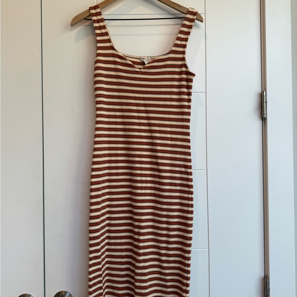 Billabong Orange and Cream Striped Midi Dress